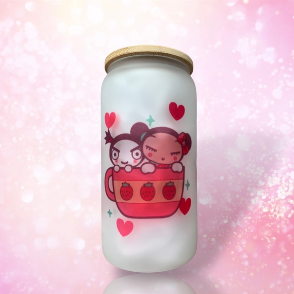 Pucca and Garu theme 16oz frosted beer glass can - Picture 5 of 6